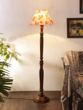 Multicolor Cotton Conical Wooden Floor Lamp